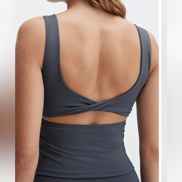 Fabletics Oasis Twist Built In Bra Tank Pewter 1X - Picture 5 of 7
